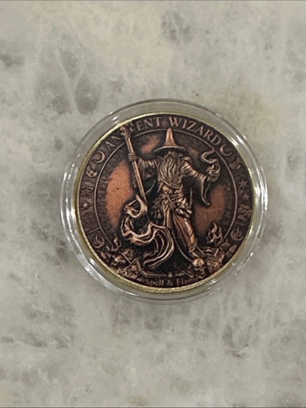 Mystic Ancient Wizard Copper-Tone Decorative Coin - Copper
